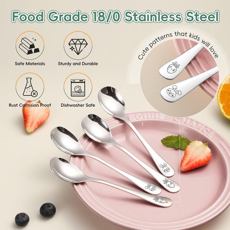 ITITT Stainless Steel Toddler Spoons Set - 12 Pieces Food Grade Kids Spoons Set Safe Kids Silverware Children Small Spoon Metal Toddler Utensils Mirror Polished Sturdy and Durable Dishwasher Safe - Image 4